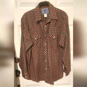 VINTAGE American Hero by Wrangler Men's Long Sleeve Snaps Western Shirt Size L